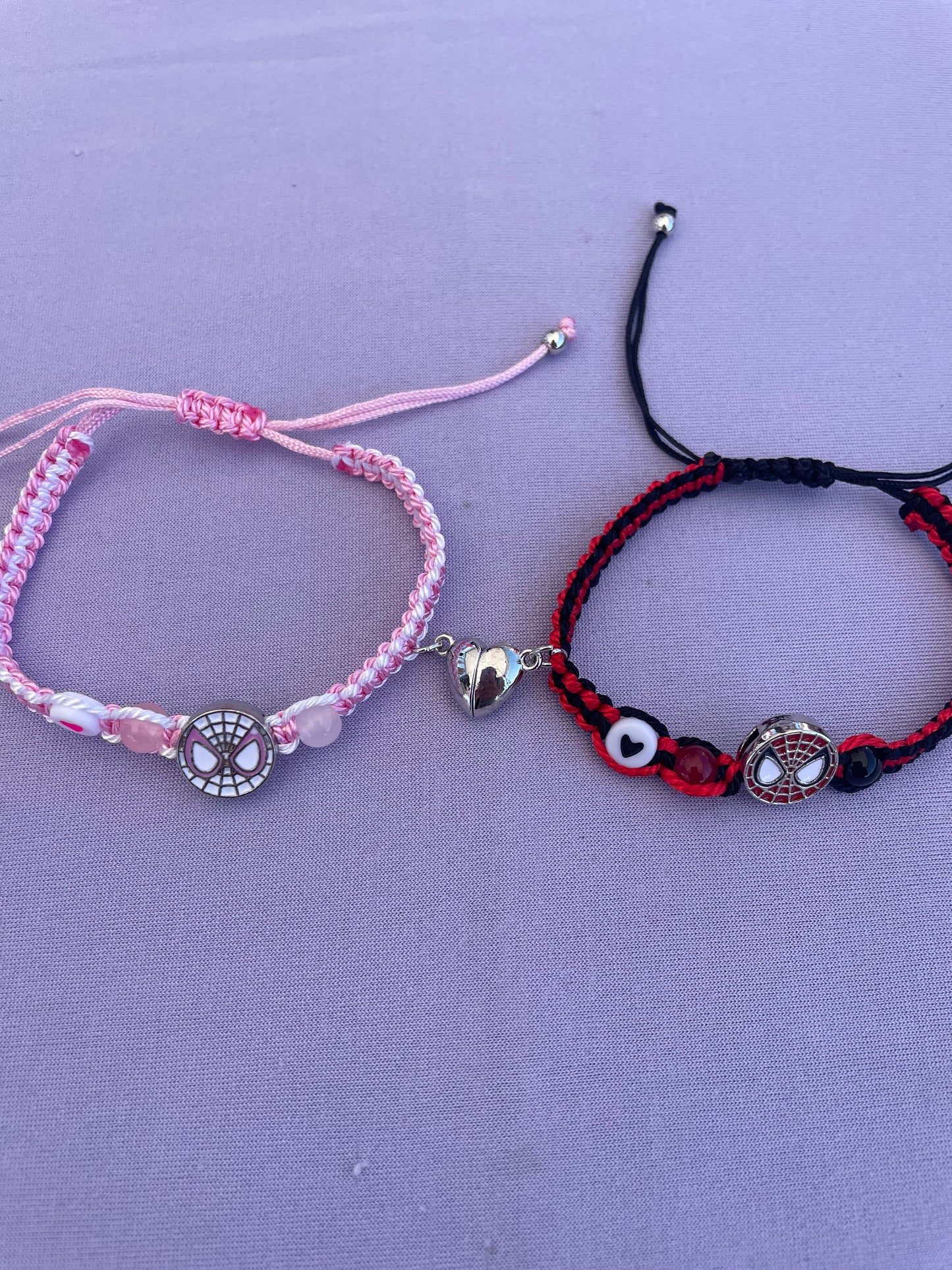 Pink and Red Spiderman Matching Bracelets