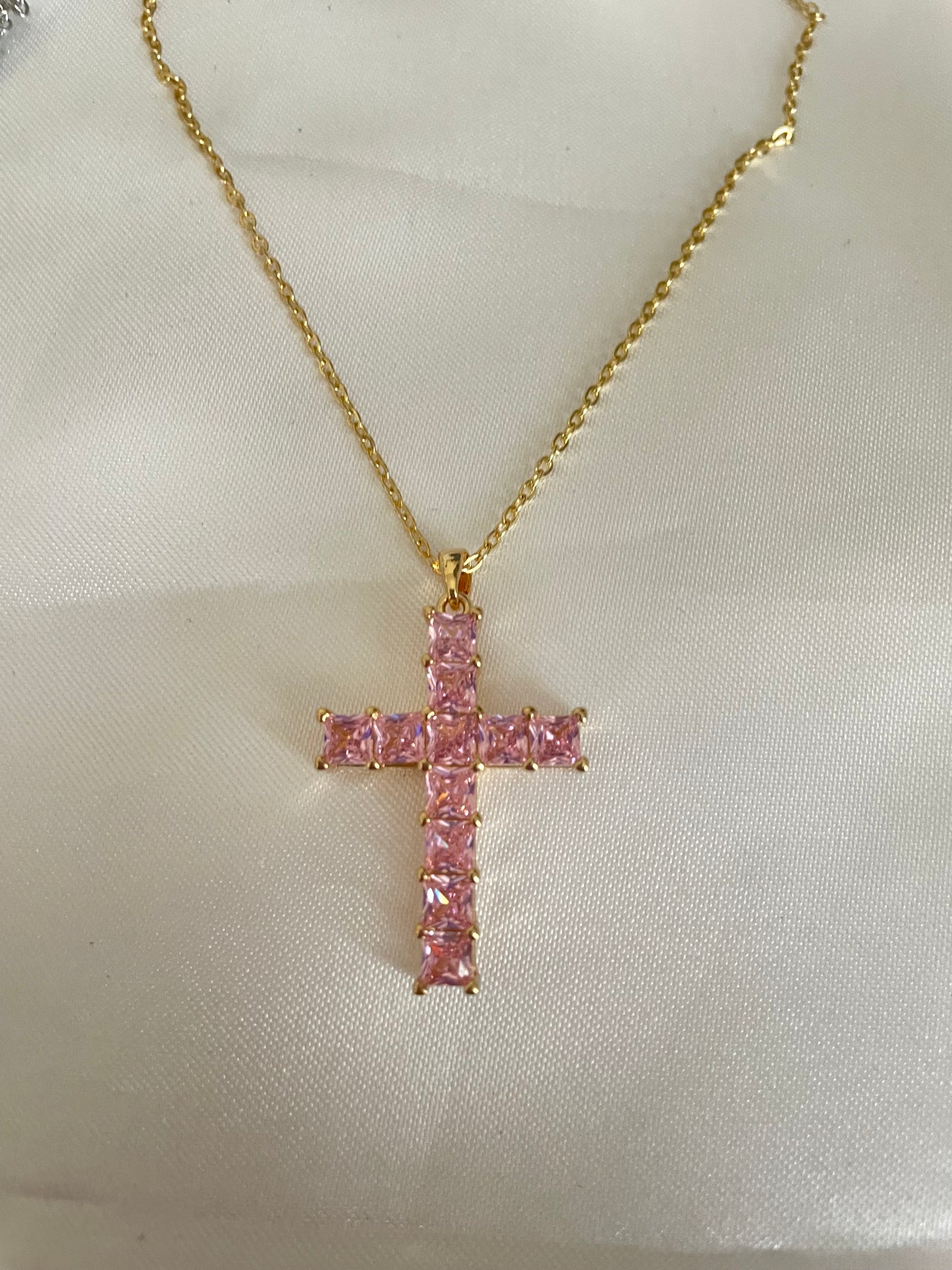 Pink Gold Cross Necklace