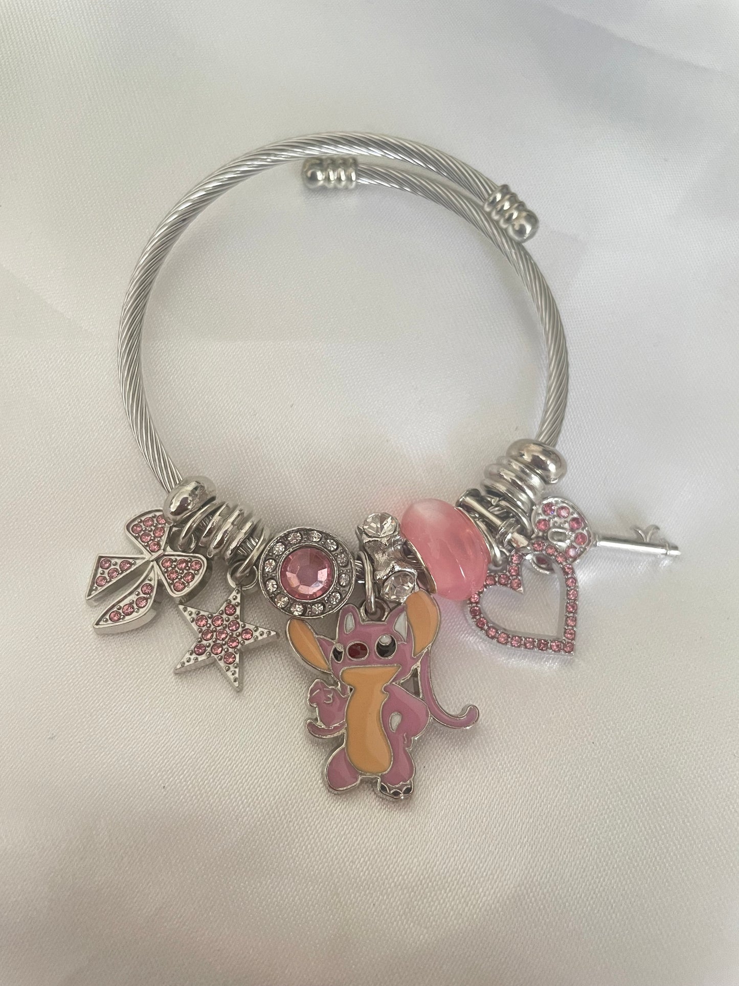 Pink Stitch Charm Bracelet